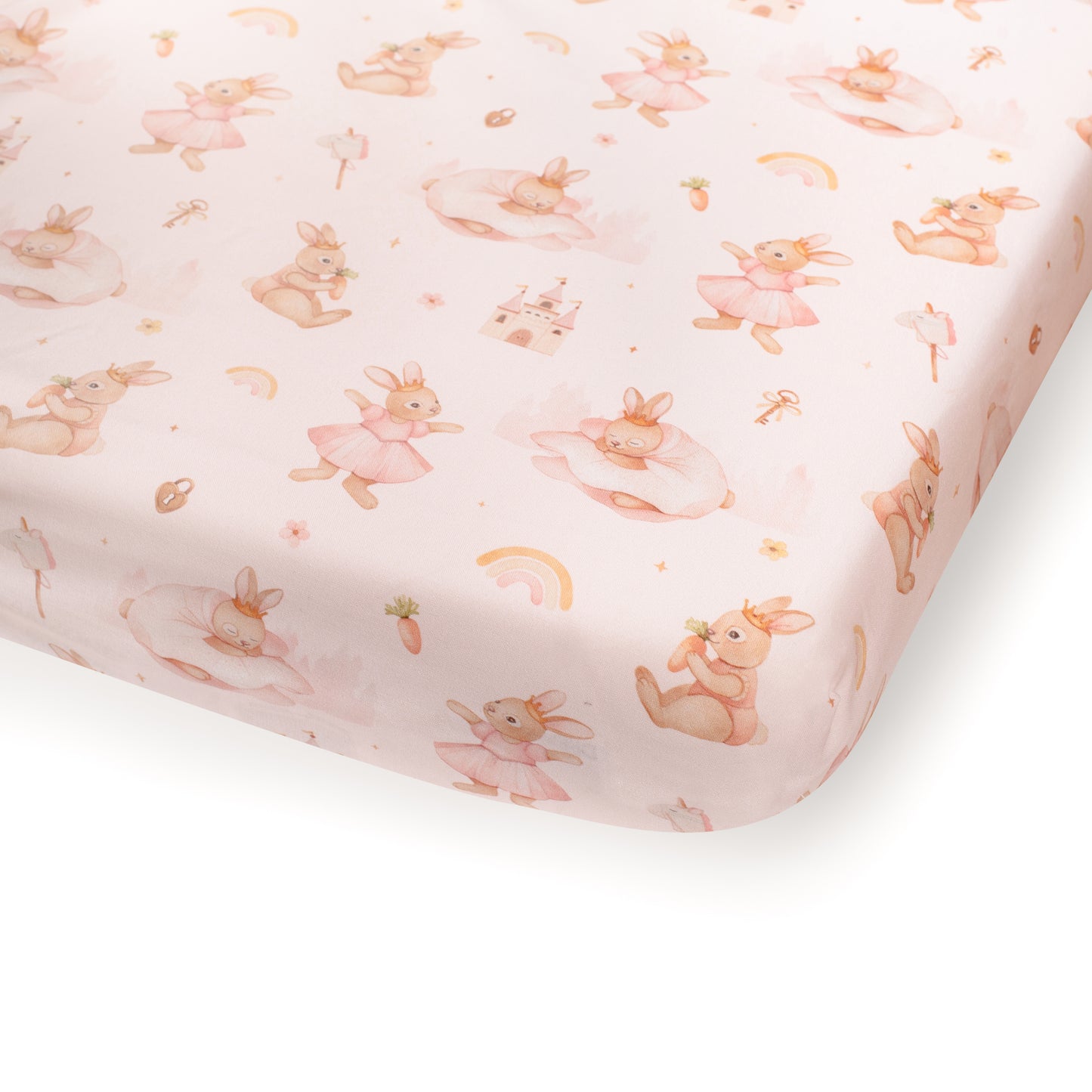 Fitted sheet Bunny Land, 100% organic cotton, side view