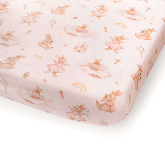 Fitted sheet Bunny Land, 100% organic cotton, top view