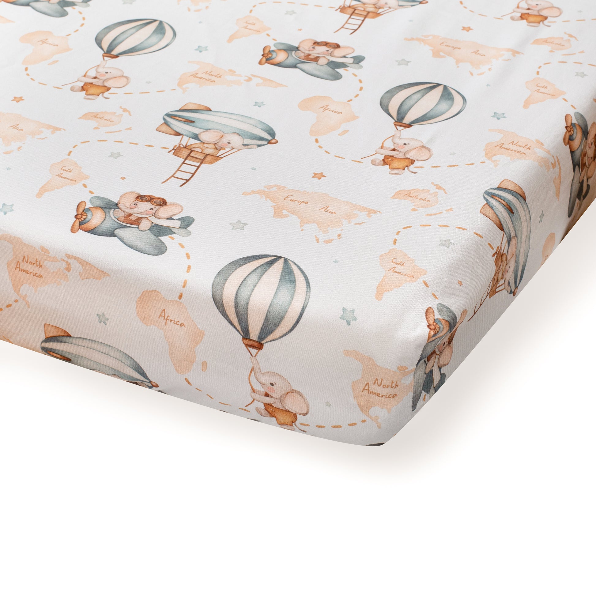 Fitted sheet Sky Dreamer, 100% organic cotton, side view